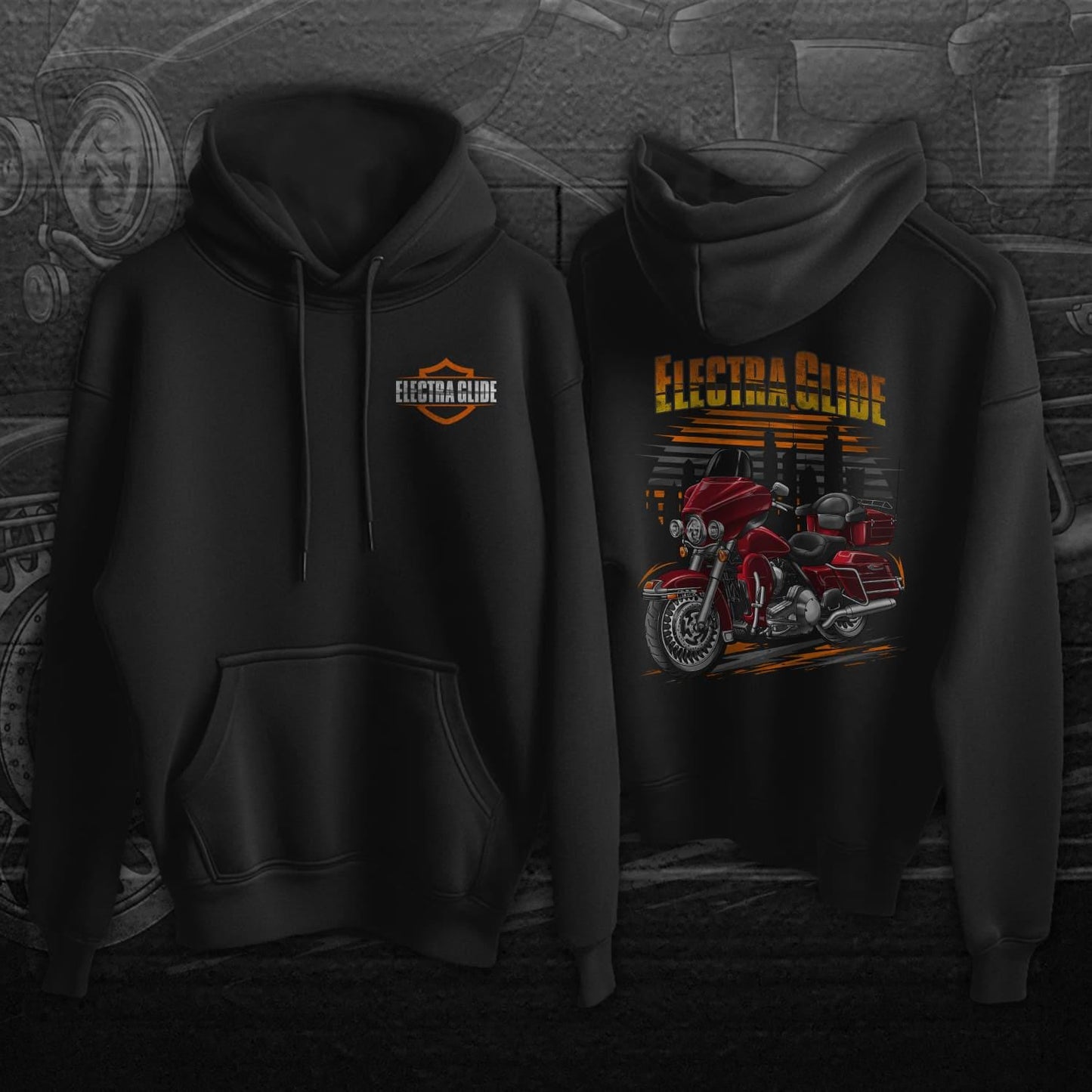 Harley Electra Glide Classic FLHTC & FLHTCI 2009-10 Inspired Hoodie - Motorcycle Sweatshirt for Biker