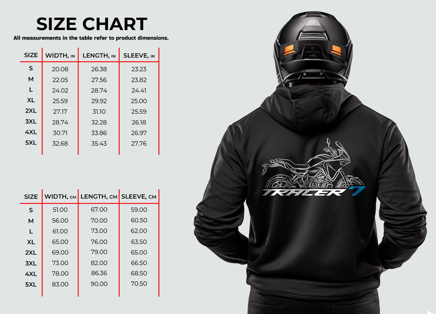 Yamaha Tracer 7 Hoodie - Motorcycle Sweatshirt for ADV Riders