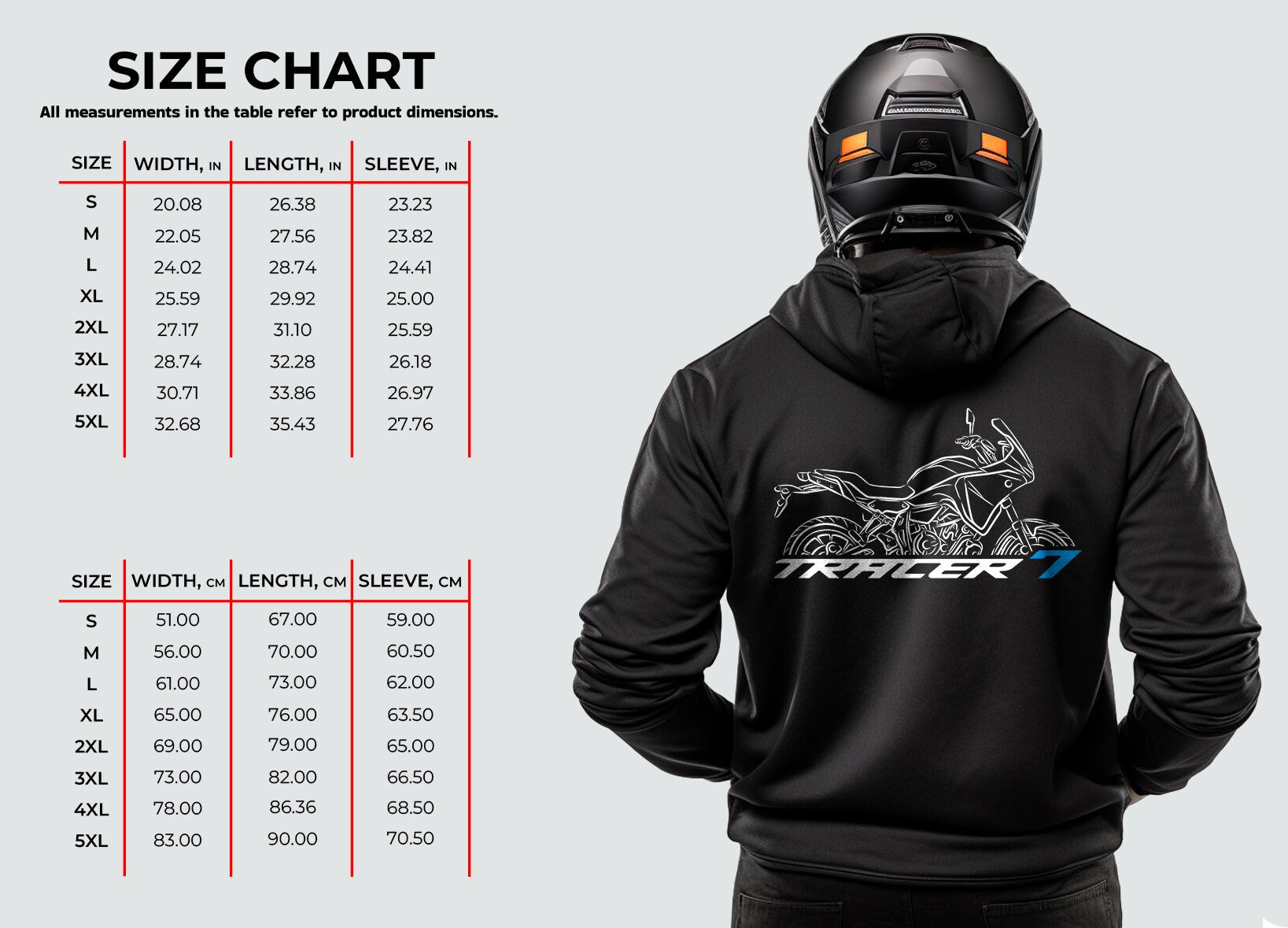 Yamaha Tracer 7 Hoodie - Motorcycle Sweatshirt for ADV Riders