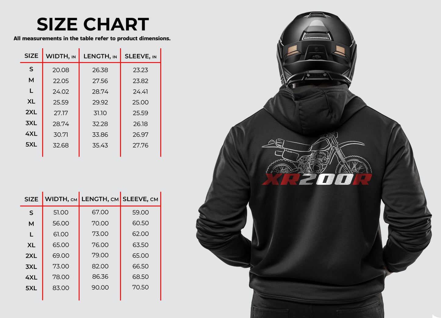 Honda XR200R Inspired Hoodie - Motorcycle Sweatshirt for Riders