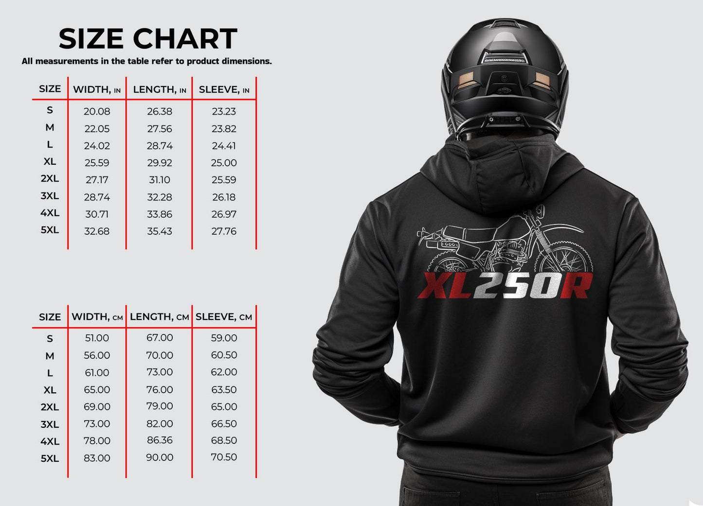 Honda XL250R Inspired Hoodie - Motorcycle Sweatshirt for Riders