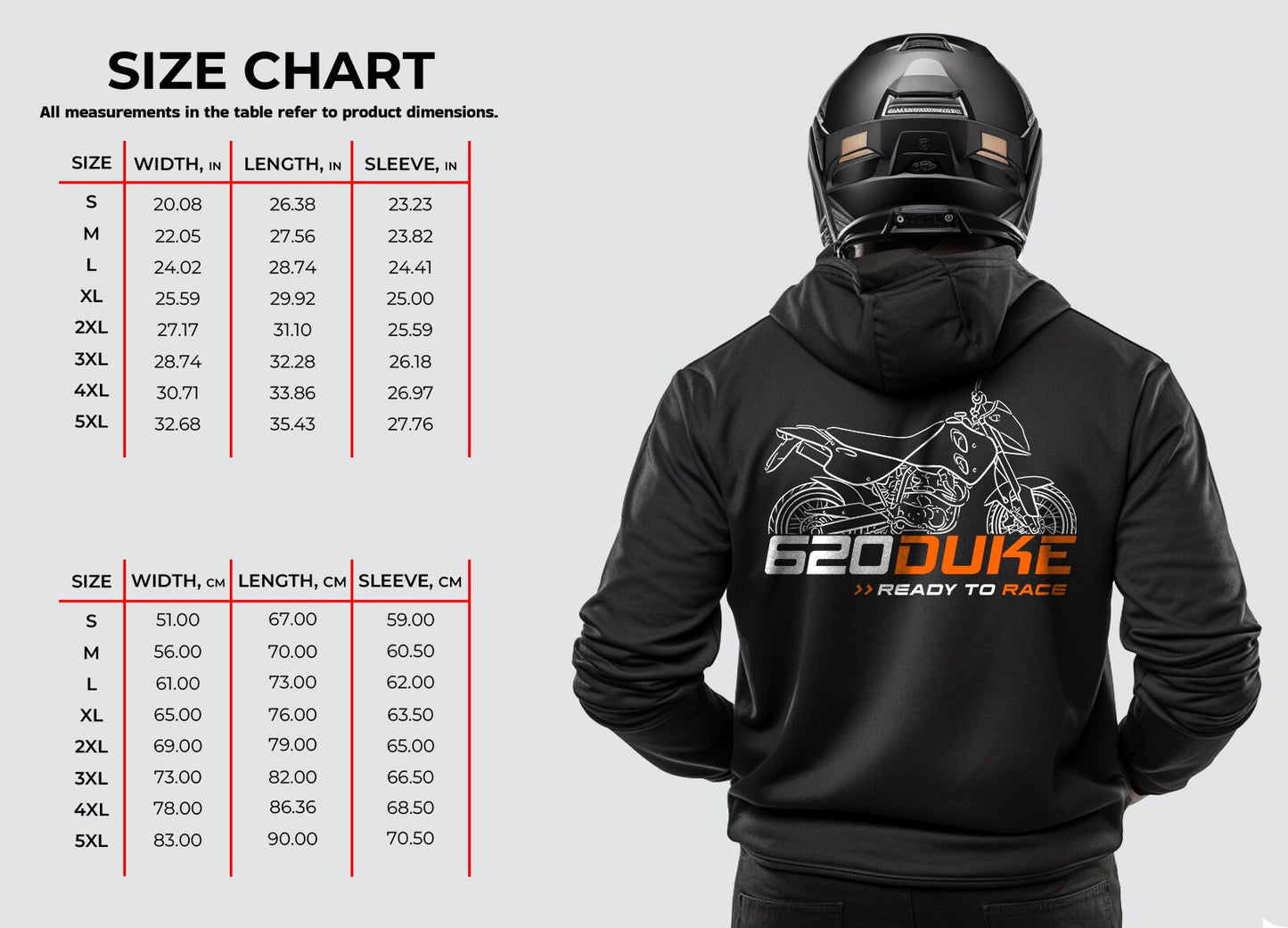 KTM 620e Duke I Hoodie - Motorcycle Sweatshirt for Riders