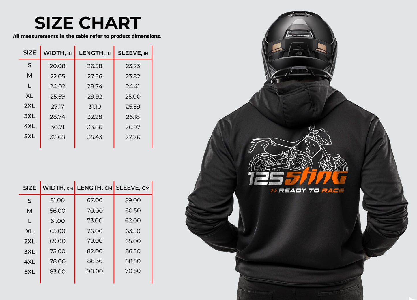 KTM 125 Sting Duke Hoodie - Motorcycle Sweatshirt for Riders