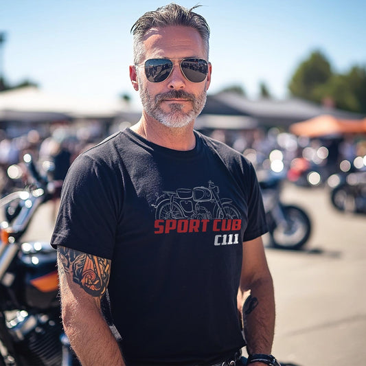 Honda C111 Super Sports Cub 50 1960 Inspired T-Shirt - Motorcycle Tee Shirt for Riders