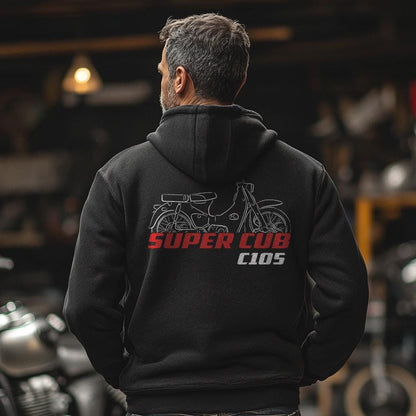 Honda C105 Super Cub Inspired Hoodie - Motorcycle Sweatshirt for Riders