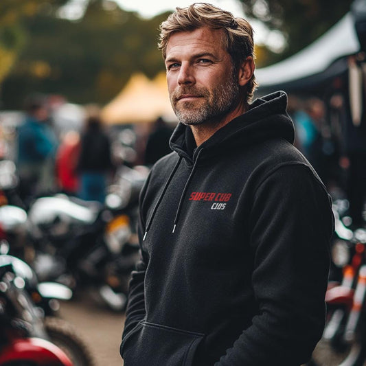 Honda C105 Super Cub Inspired Hoodie - Motorcycle Sweatshirt for Riders