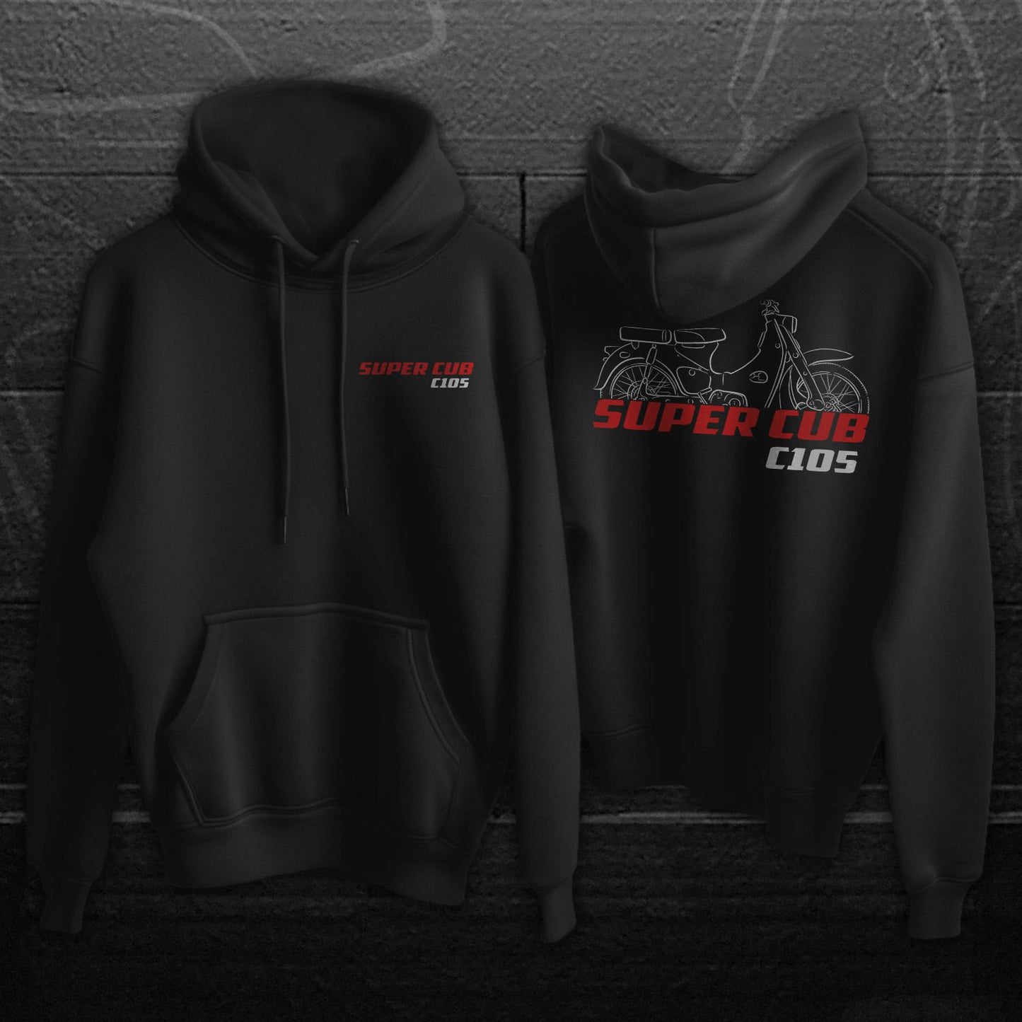 Honda C105 Super Cub Inspired Hoodie - Motorcycle Sweatshirt for Riders