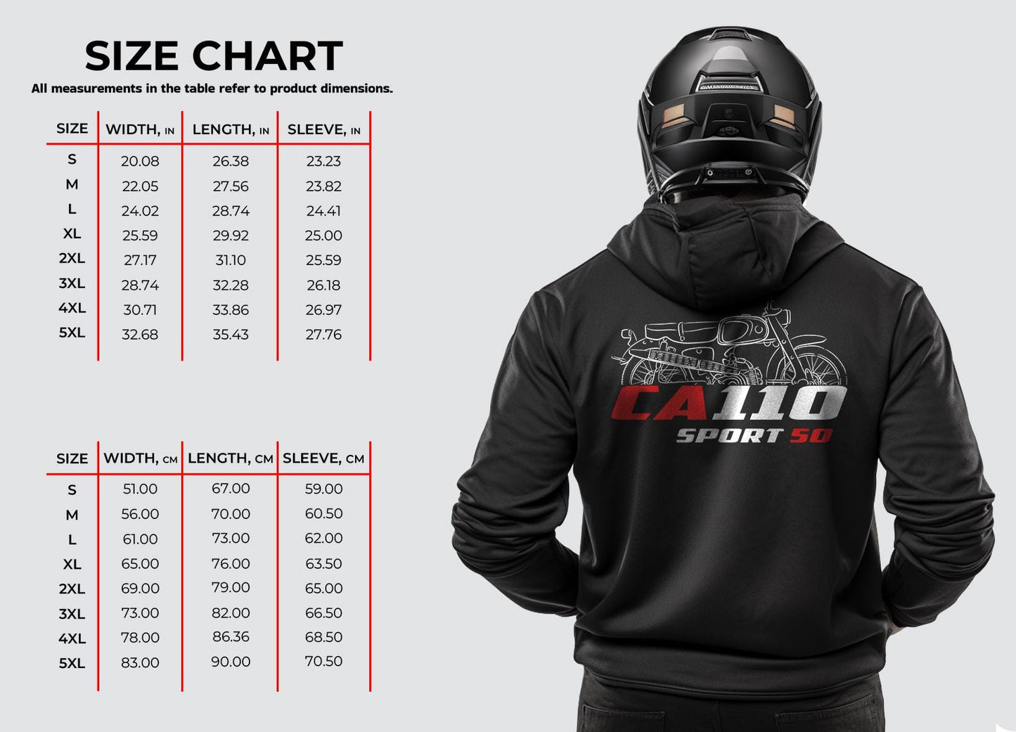 Honda CA110 Super Sports Cub 50 Inspired Hoodie - Motorcycle Sweatshirt for Riders