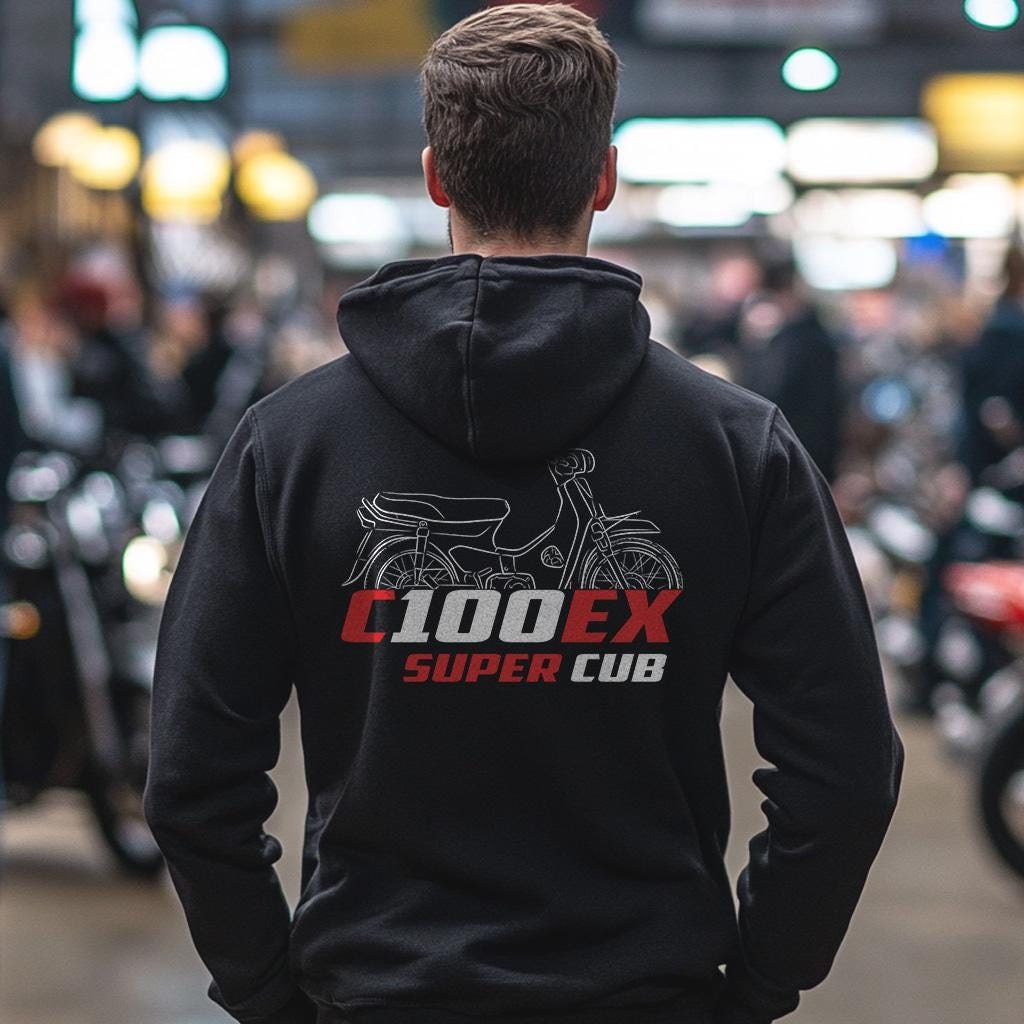 Honda C100EX Super Cub Inspired Hoodie - Motorcycle Sweatshirt for Riders