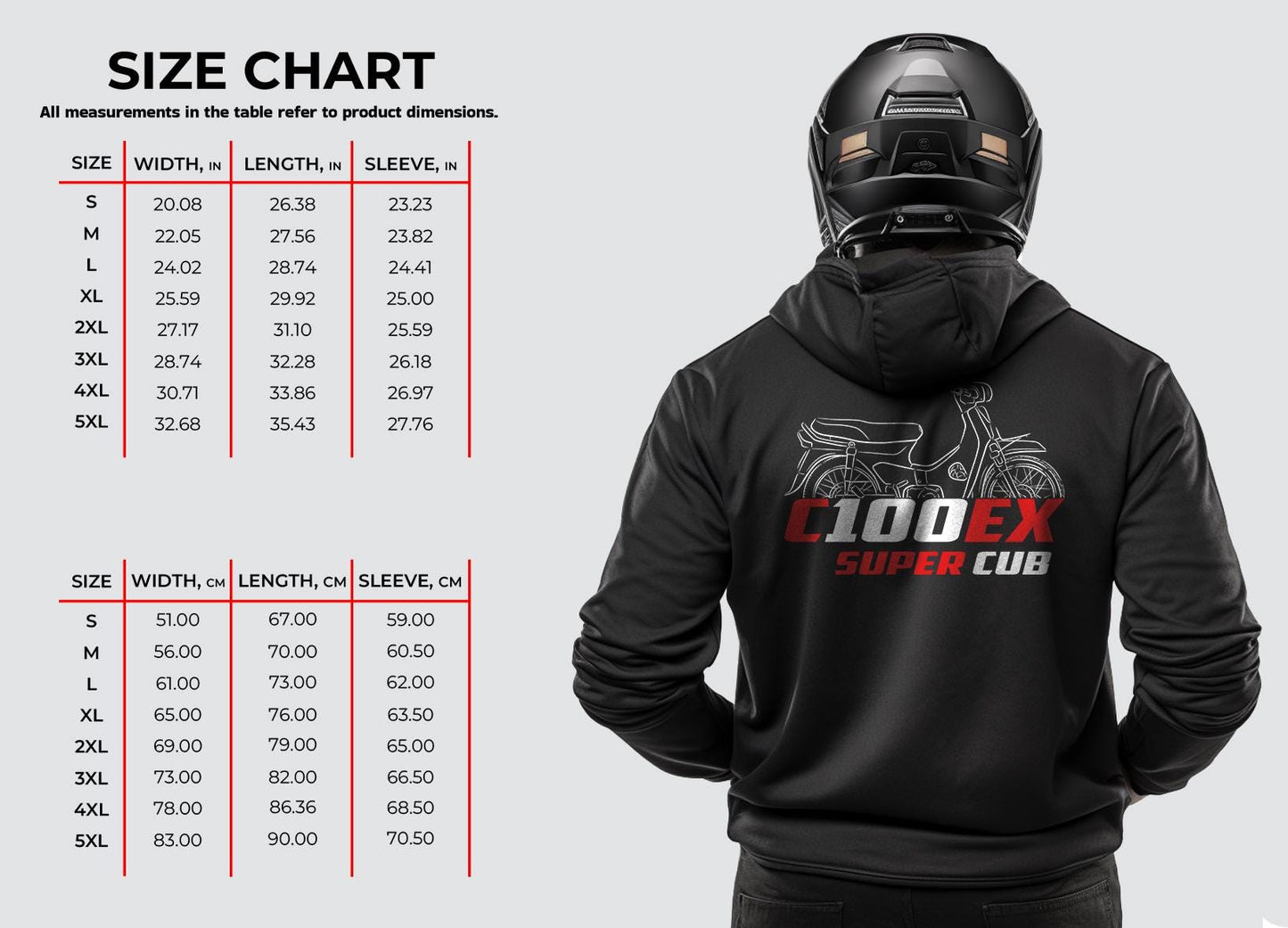 Honda C100EX Super Cub Inspired Hoodie - Motorcycle Sweatshirt for Riders