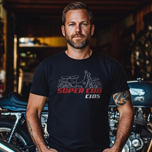 Honda C105 Super Cub Inspired T-Shirt - Motorcycle Tee Shirt for Riders