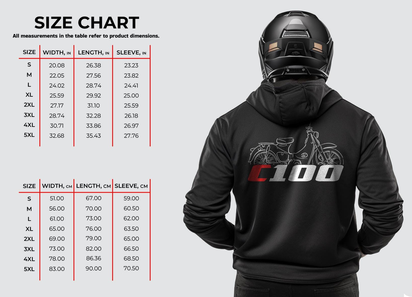 Honda C100 1958 - 1967 Inspired Hoodie - Motorcycle Sweatshirt for Riders