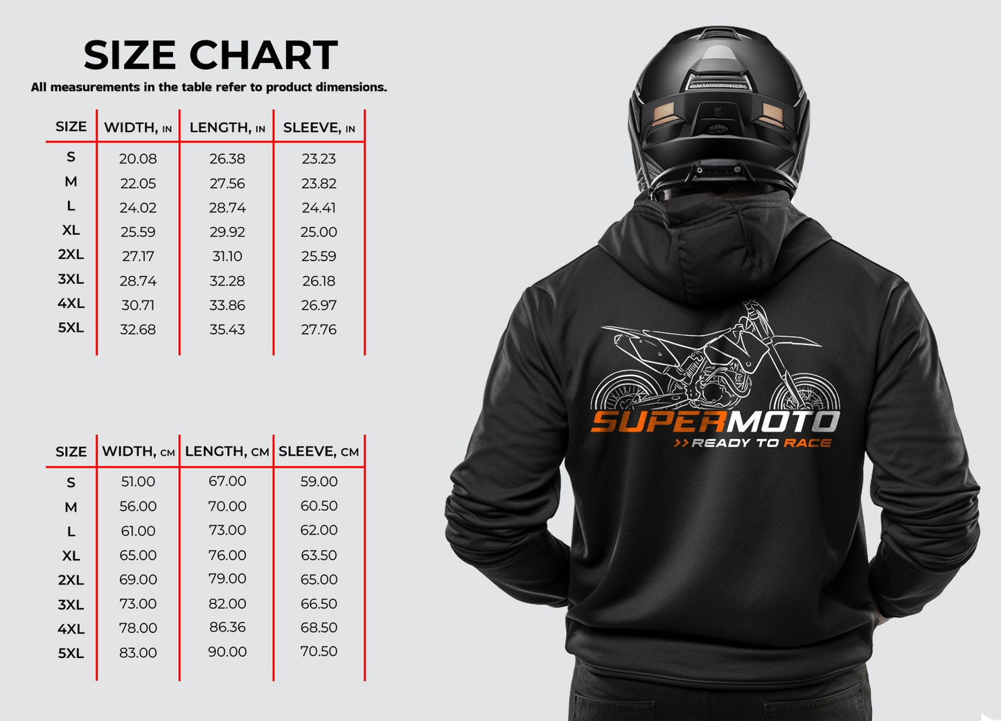KTM 450 SMS Hoodie - Motorcycle Sweatshirt for Supermoto Riders
