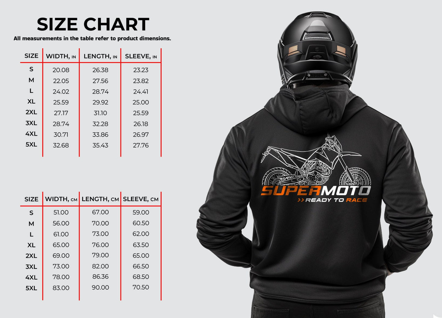 KTM 625 SMC Hoodie - Motorcycle Sweatshirt for Supermoto Riders