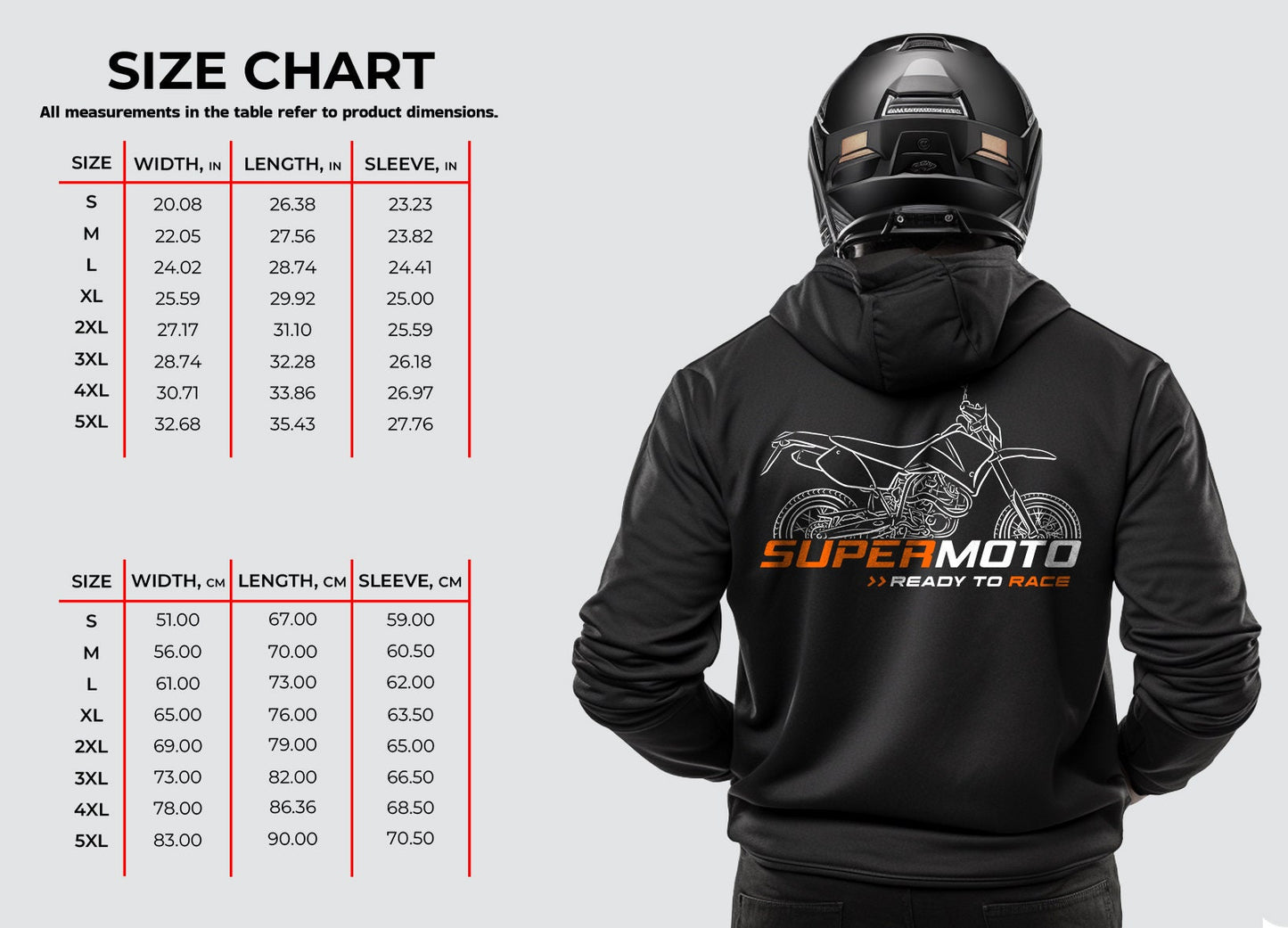 KTM 625 SC 2002 Hoodie - Motorcycle Sweatshirt for Supermoto Riders