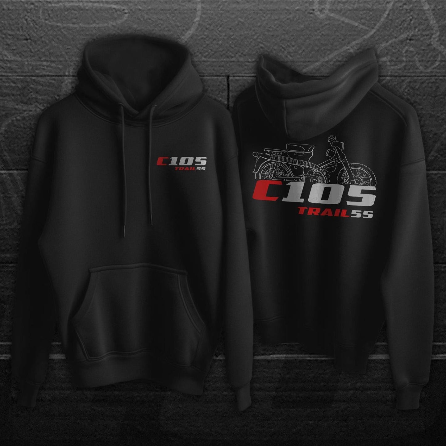 Honda C105 Trail 55 Inspired Hoodie - Motorcycle Sweatshirt