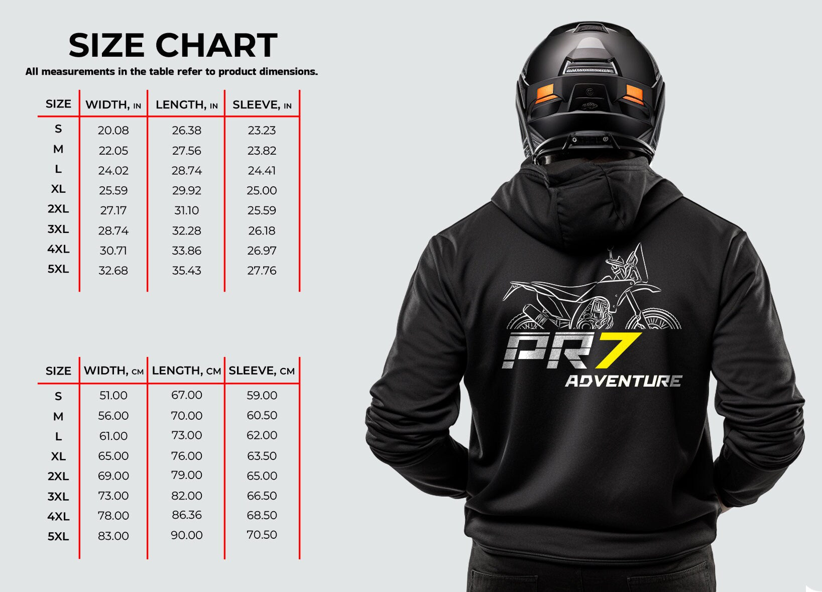 AJP PR7 Adventure 650 Hoodie - Motorcycle Sweatshirt for ADV Riders