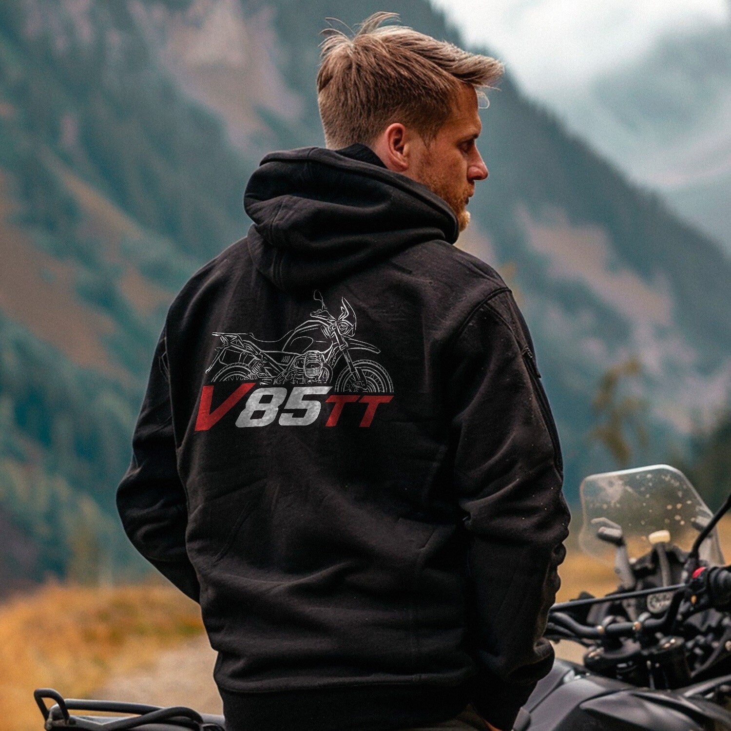 Moto Guzzi V85 TT Hoodie - Motorcycle Sweatshirt for ADV Riders