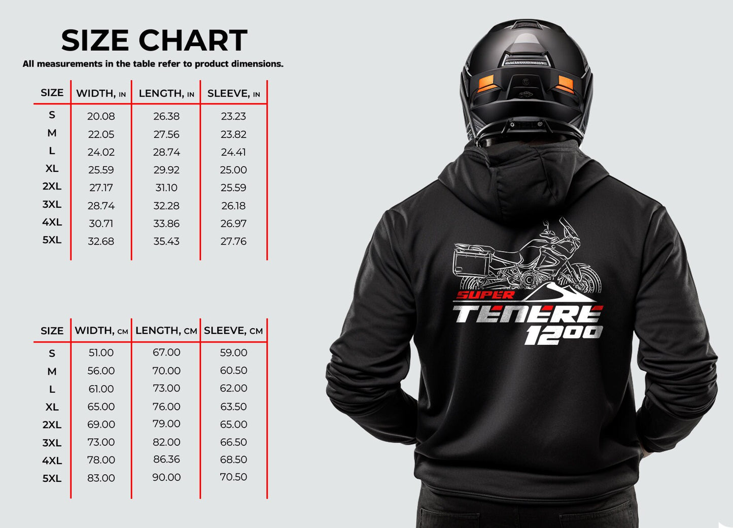Yamaha XT1200Z Super Ténéré Hoodie - Motorcycle Sweatshirt for ADV Riders
