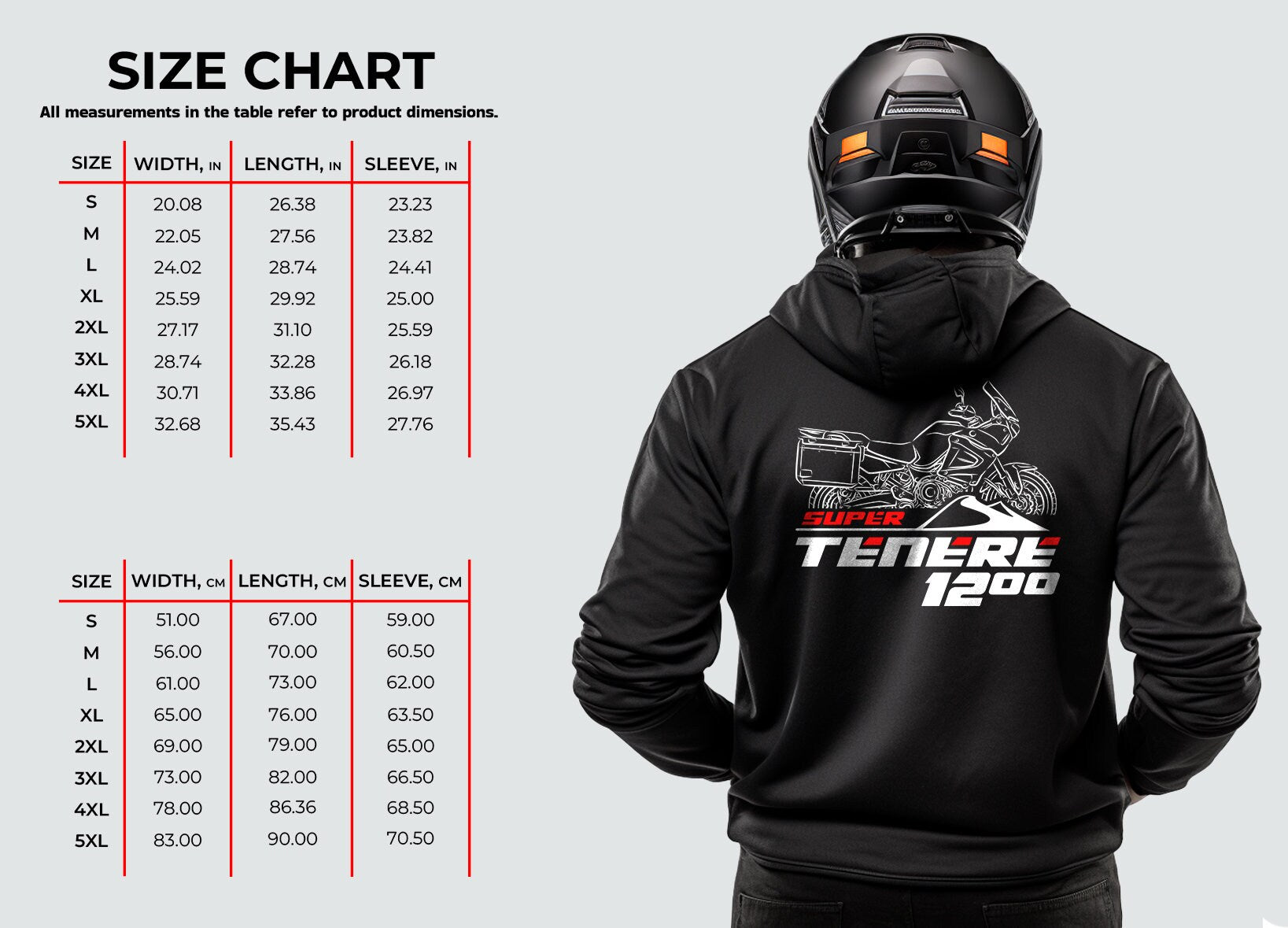 Yamaha XT1200Z Super Ténéré Hoodie - Motorcycle Sweatshirt for ADV Riders