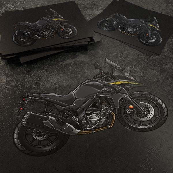 Suzuki V-Strom 650 Inspired Stickers - Set of 3 Biker Motorcycle Decals