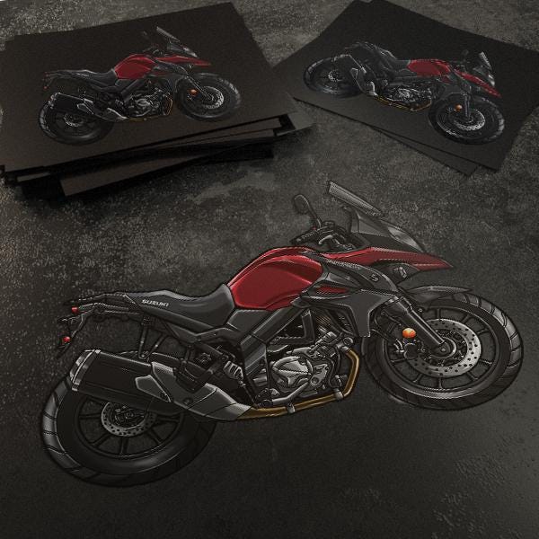 Suzuki V-Strom 650 Inspired Stickers - Set of 3 Biker Motorcycle Decals