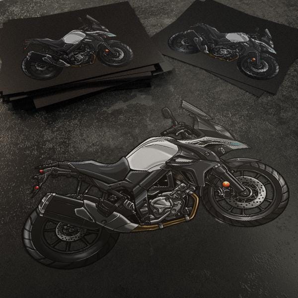 Suzuki V-Strom 650 Inspired Stickers - Set of 3 Biker Motorcycle Decals