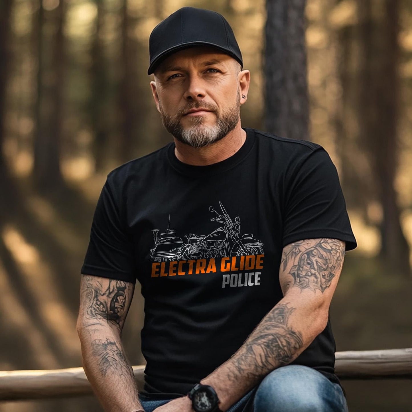 Harley-Davidson Electra Glide Police FLHP-80 Inspired T-Shirt - Biker Motorcycle Tee Shirt