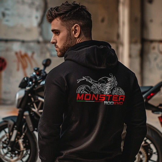 Ducati Monster 1100 EVO Inspired Hoodie - Motorcycle Sweatshirt for Riders