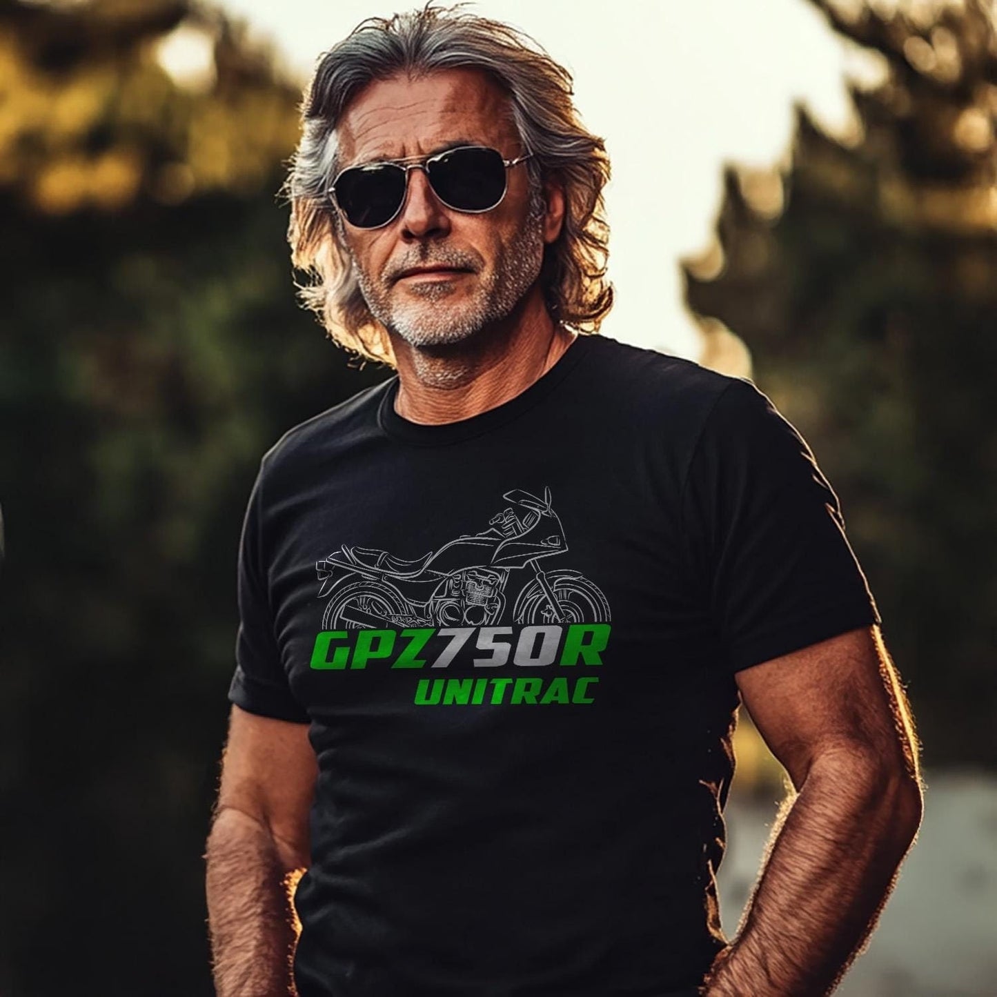 Kawasaki GPZ750R Unitrac Inspired T-Shirt - Motorcycle Tee Shirt for Riders