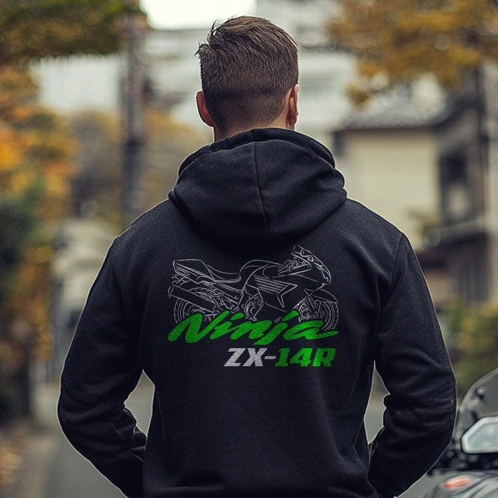 Kawasaki Ninja ZX-14 & ZX-14R Inspired Hoodie - Motorcycle Sweatshirt for Riders