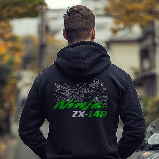Kawasaki Ninja ZX-14 & ZX-14R Inspired Hoodie - Motorcycle Sweatshirt for Riders