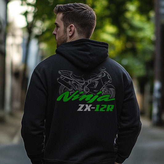 Kawasaki Ninja ZX-12R Inspired Hoodie - Motorcycle Sweatshirt for Riders