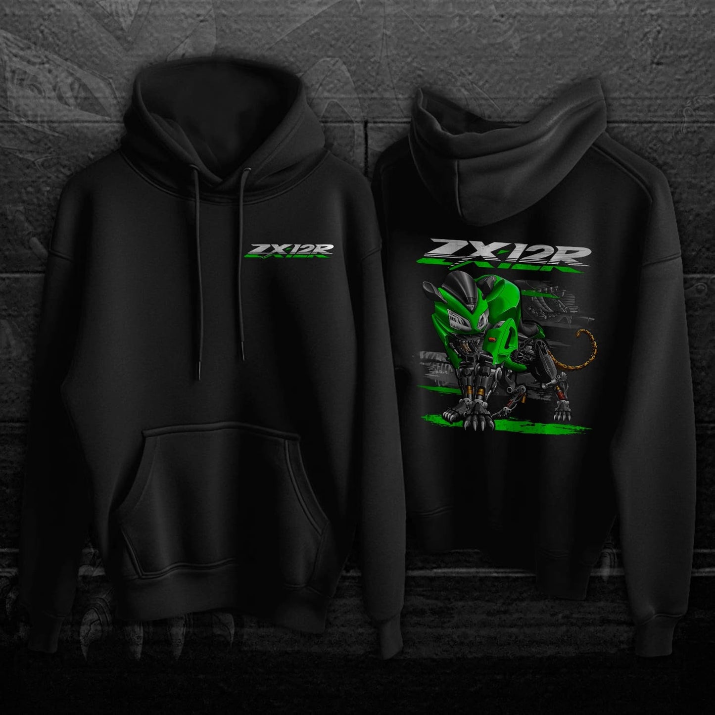 Kawasaki ZX12R Panther 2003-06 Inspired Hoodie - Motorcycle Sweatshirt for Riders