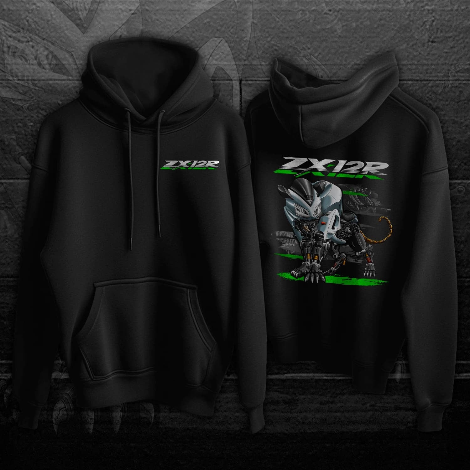 Kawasaki ZX12R Panther 2003-06 Inspired Hoodie - Motorcycle Sweatshirt for Riders