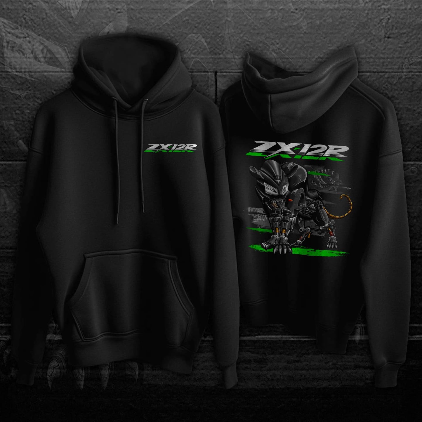 Kawasaki ZX12R Panther 2003-06 Inspired Hoodie - Motorcycle Sweatshirt for Riders