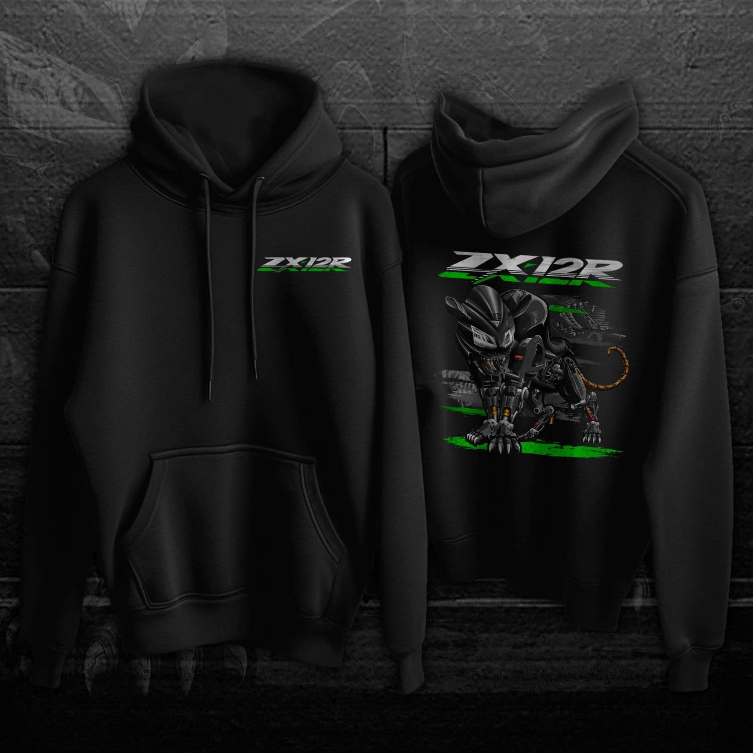Kawasaki ZX12R Panther 2003-06 Inspired Hoodie - Motorcycle Sweatshirt for Riders