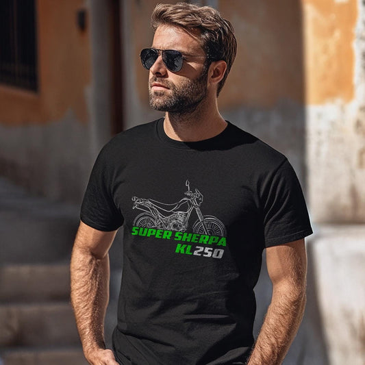 Kawasaki KL250 Super Sherpa Inspired T-Shirt - Motorcycle Tee Shirt for Riders