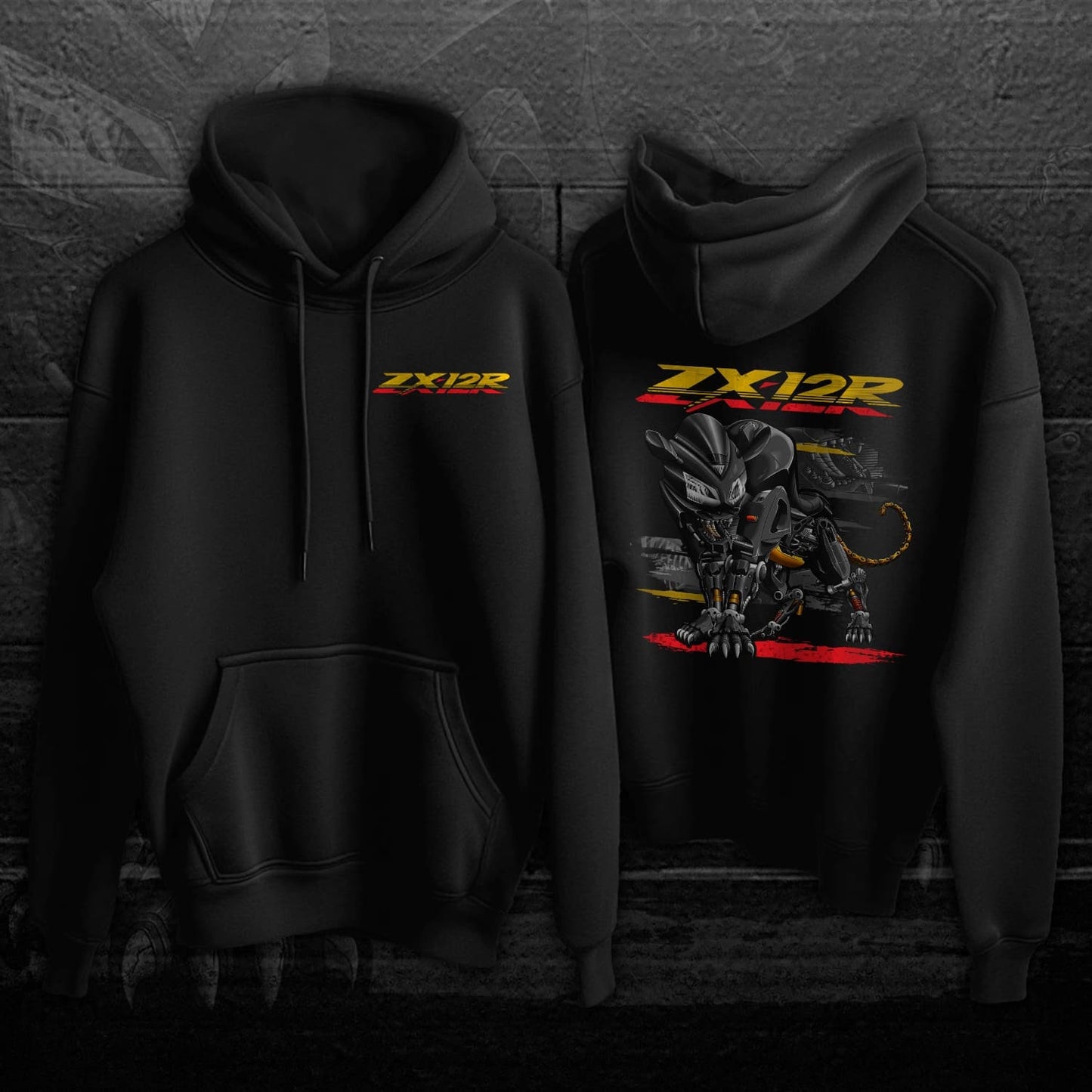 Kawasaki ZX12R Panther 2003-06 Inspired Hoodie - Motorcycle Sweatshirt for Riders