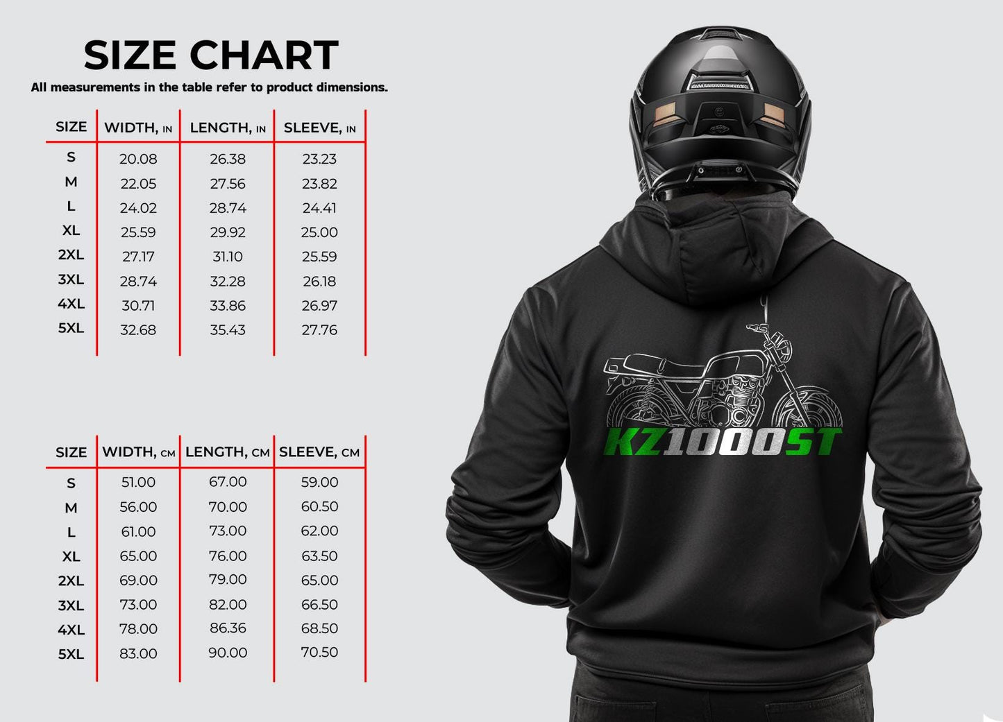 Kawasaki Z1000ST & KZ1000ST Inspired Hoodie - Motorcycle Sweatshirt for Riders