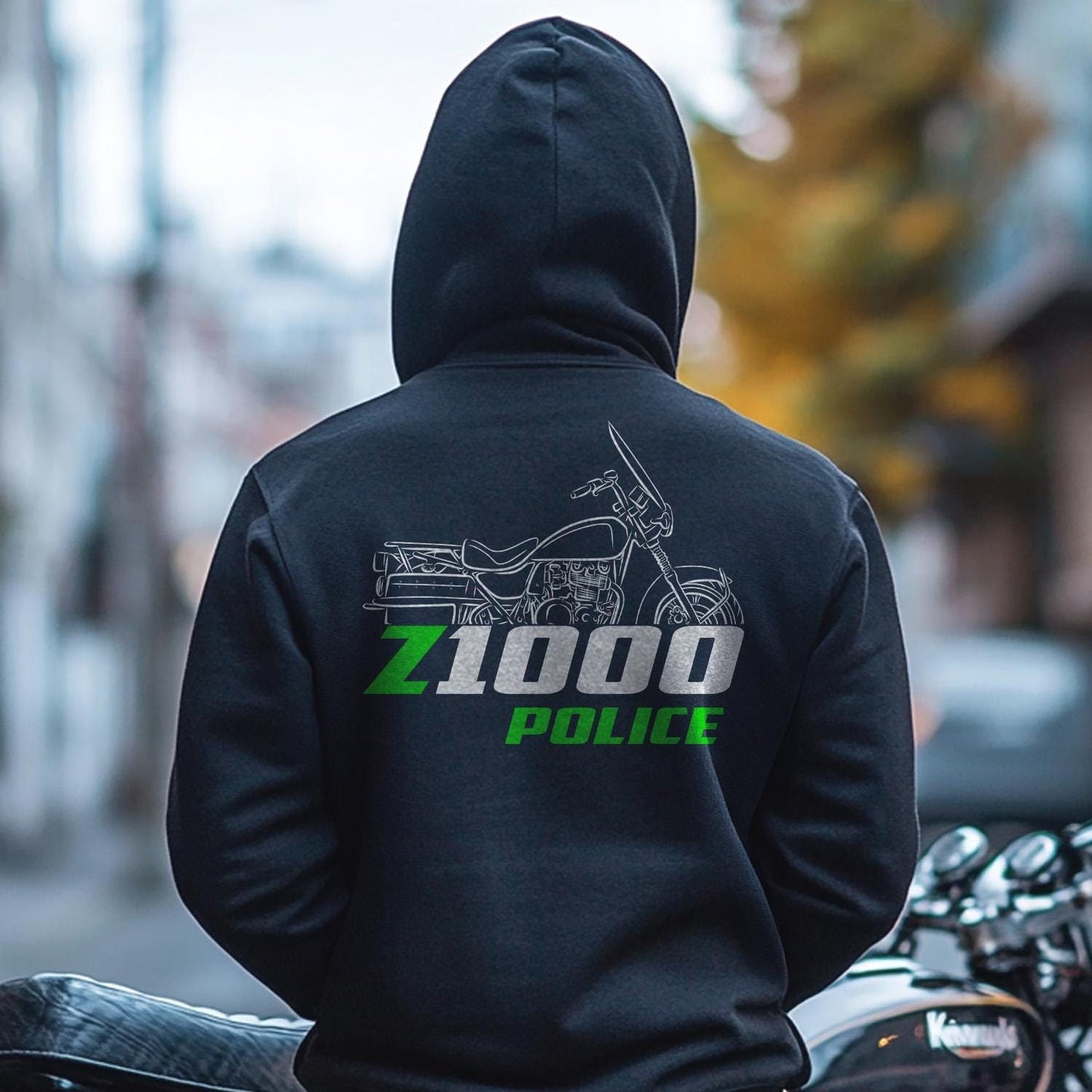 Kawasaki Z1000 & KZ1000 Police Inspired Hoodie - Motorcycle Sweatshirt for Riders