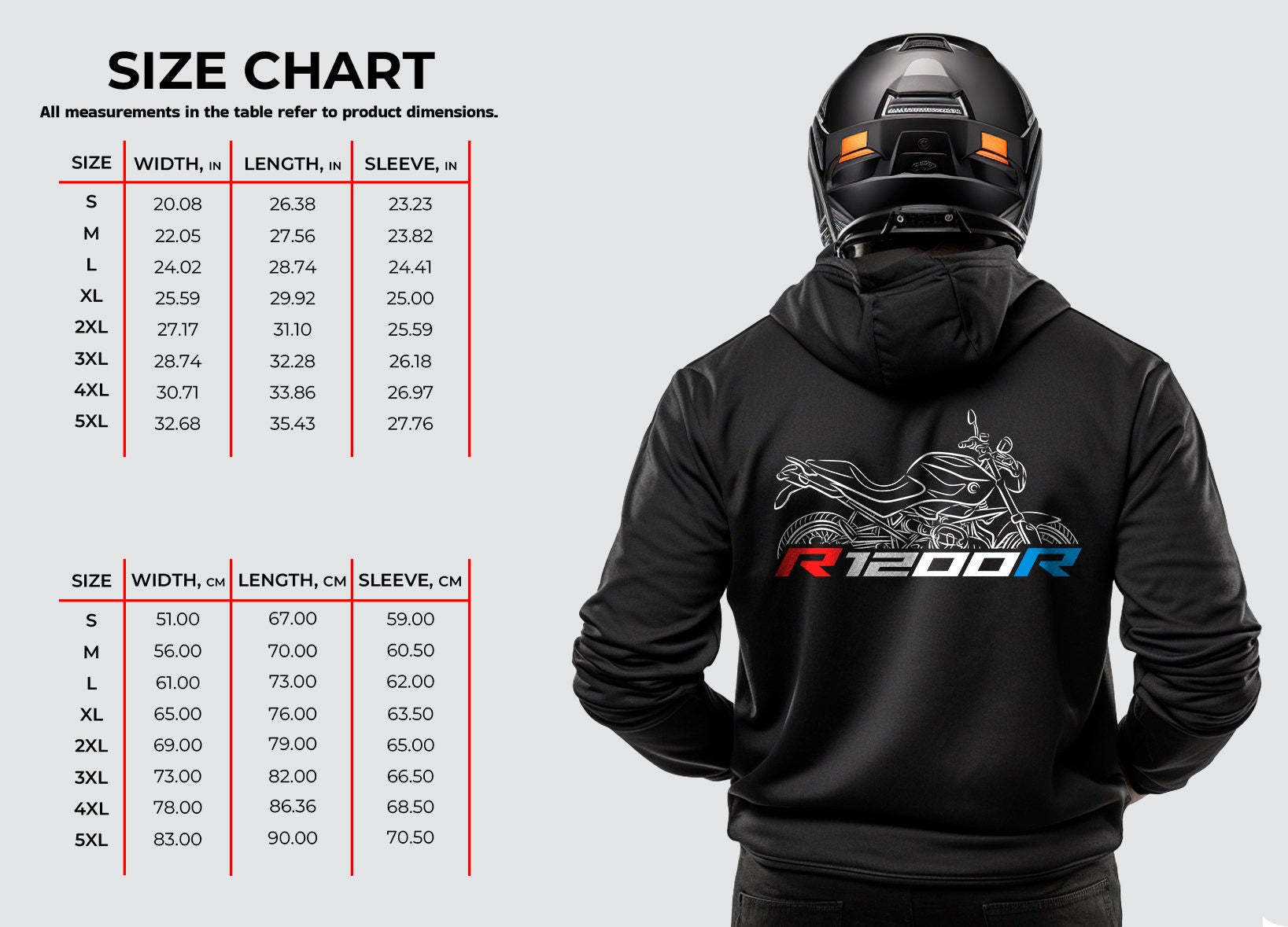 BMW R1200R Hoodie - Motorcycle Sweatshirt for Motorrad Riders
