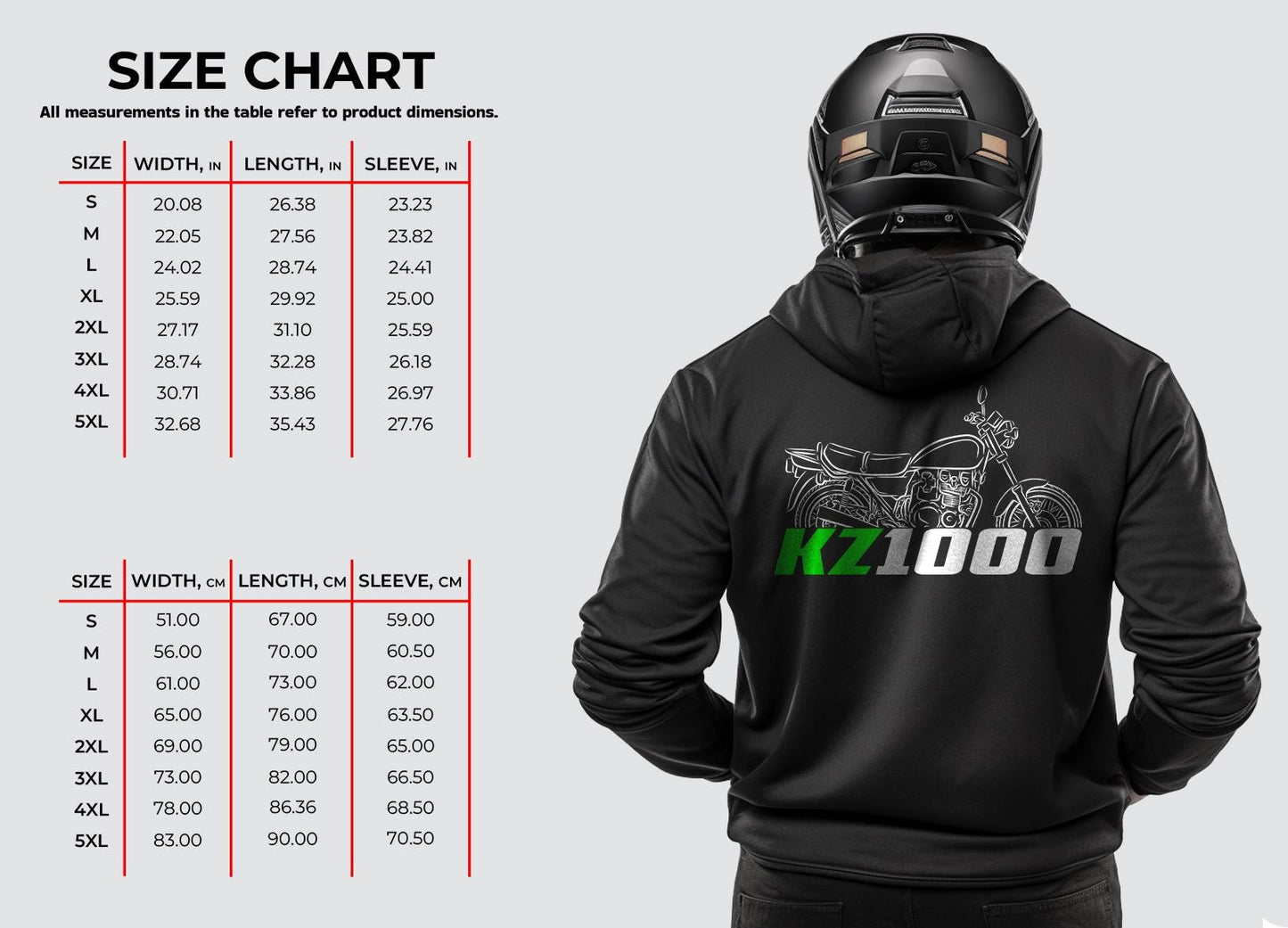 Kawasaki Z1000 & KZ1000 Inspired Hoodie - Motorcycle Sweatshirt for Riders