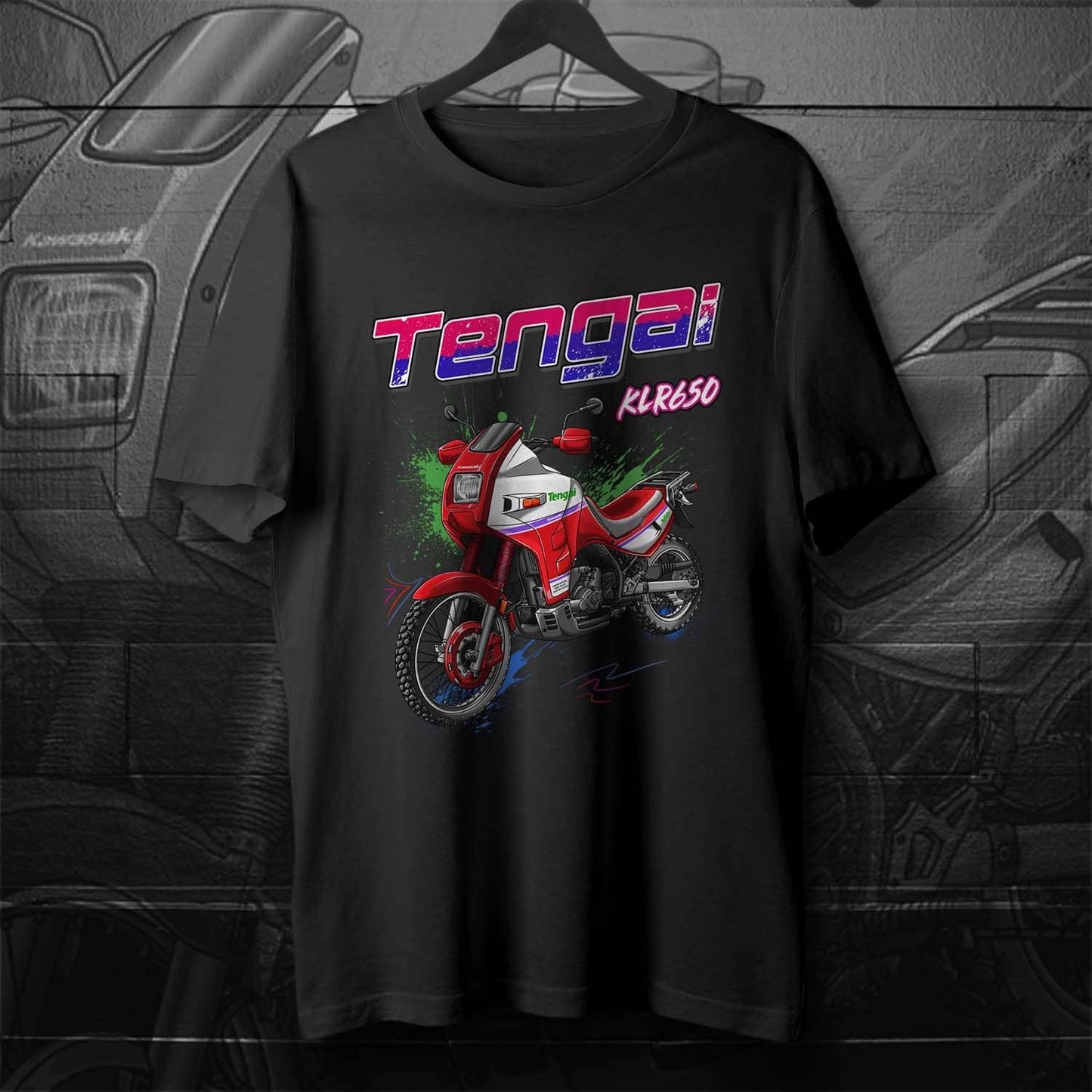 Kawasaki KLR 650 B Tengai T-Shirt - Motorcycle Tee Shirt for Riders