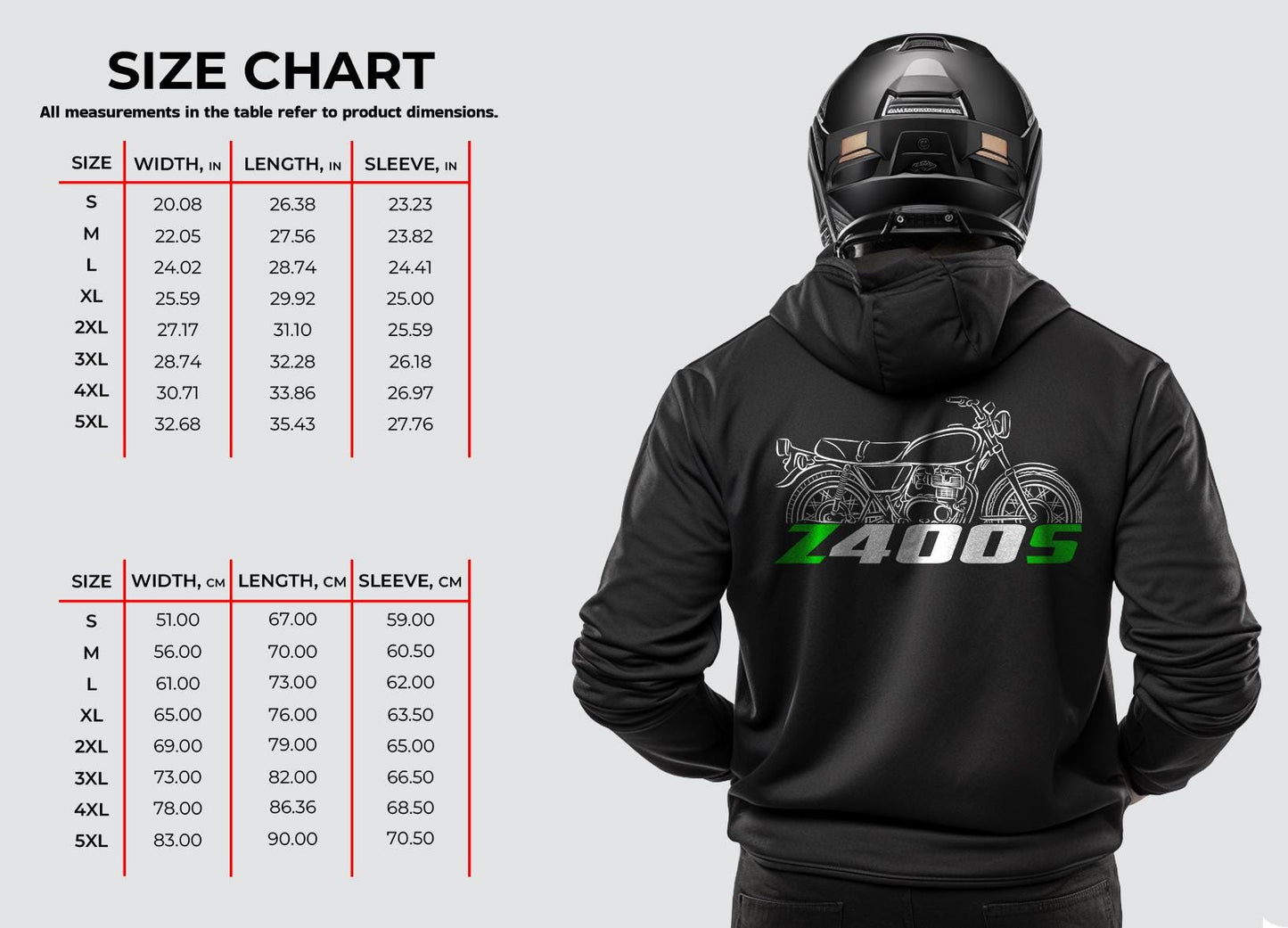Kawasaki Z400S & KZ400S Inspired Hoodie - Motorcycle Sweatshirt for Riders