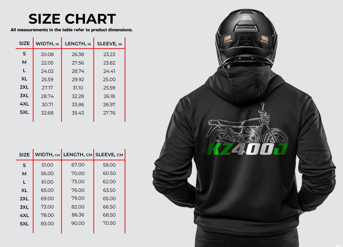 Kawasaki Z400J & KZ400J Inspired Hoodie - Motorcycle Sweatshirt for Riders