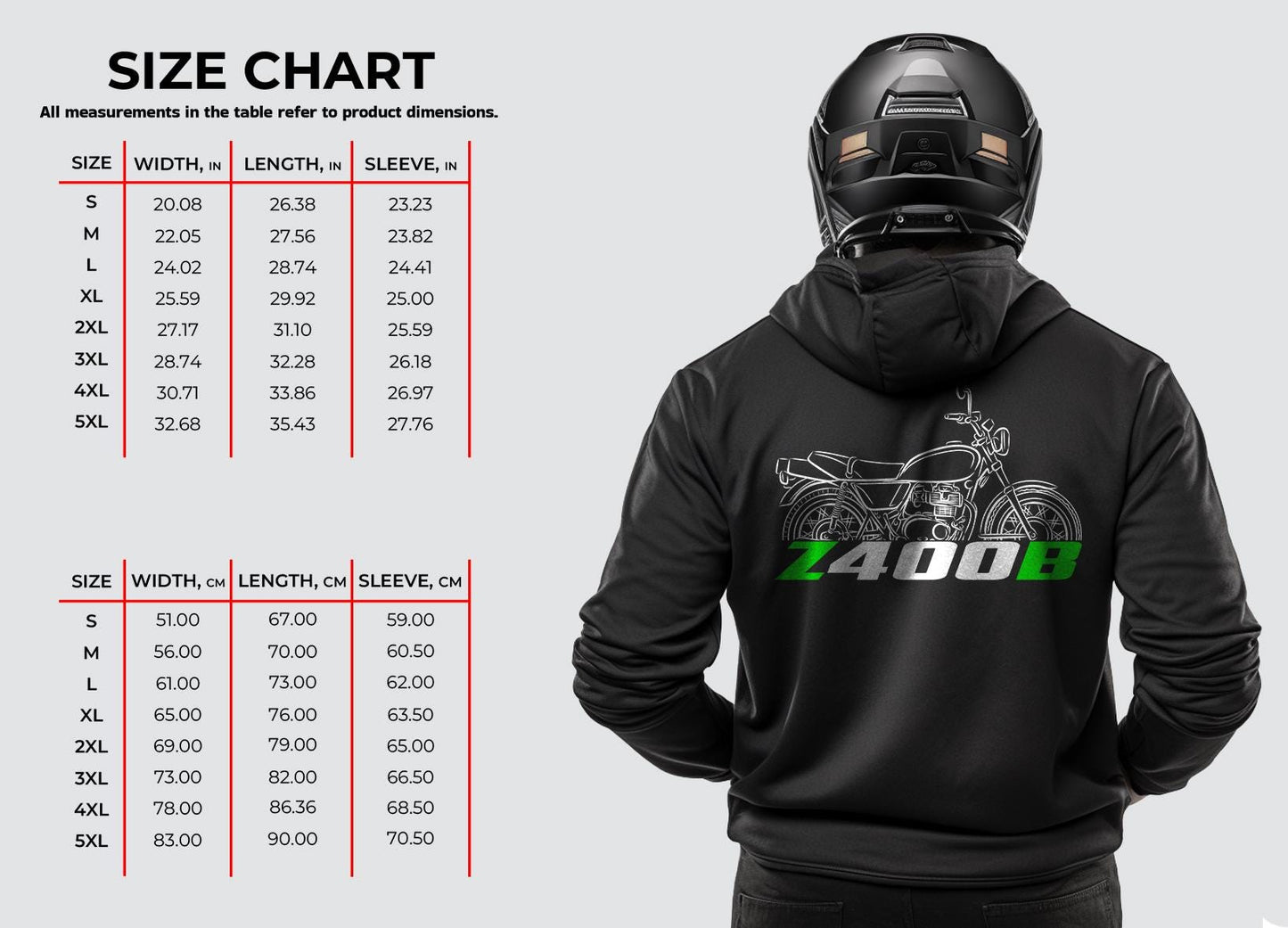 Kawasaki Z400B & KZ400B Inspired Hoodie - Motorcycle Sweatshirt for Riders