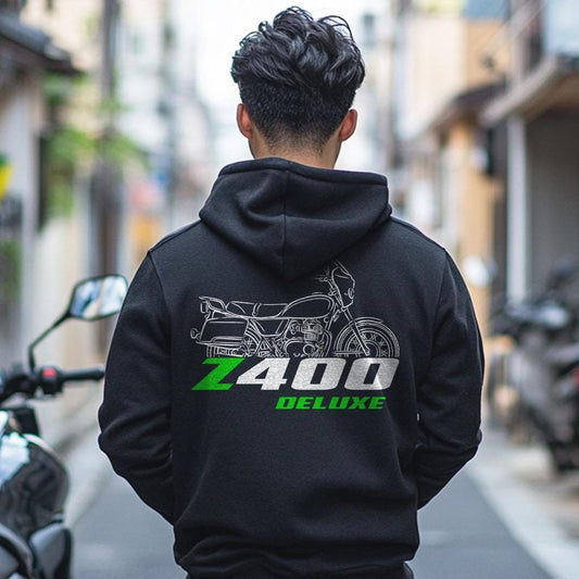 Kawasaki Z400 & KZ400 Deluxe Inspired Hoodie - Motorcycle Sweatshirt for Riders