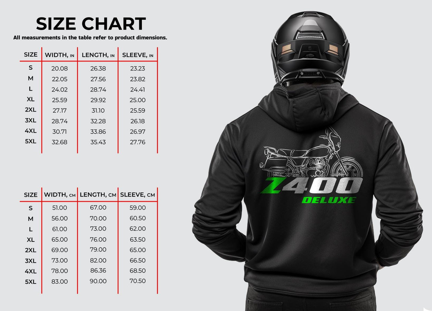 Kawasaki Z400 & KZ400 Deluxe Inspired Hoodie - Motorcycle Sweatshirt for Riders