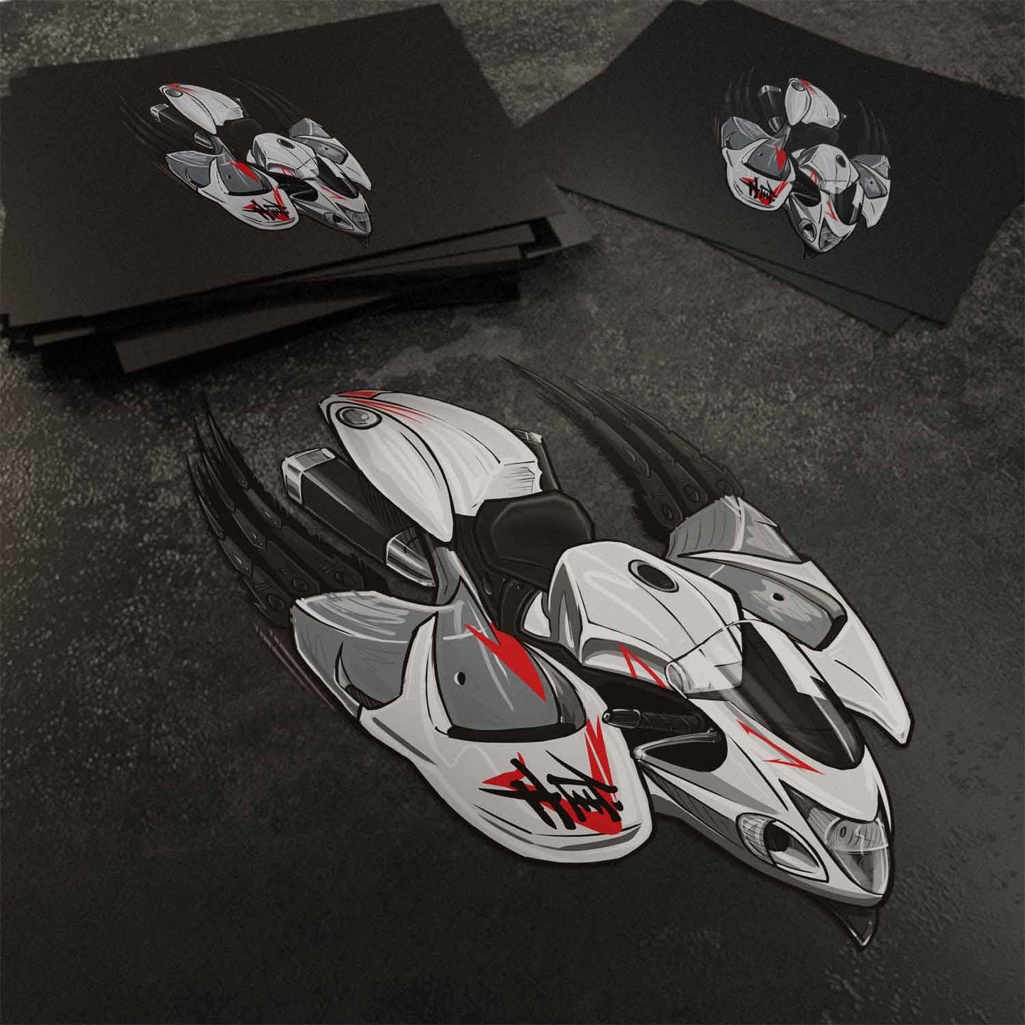 Suzuki Hayabusa 2008-09 Inspired Stickers - Set of 3 Biker Motorcycle Decals